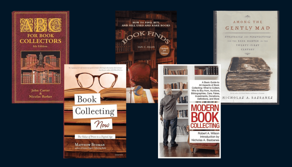 Five book covers of books about book collecting.