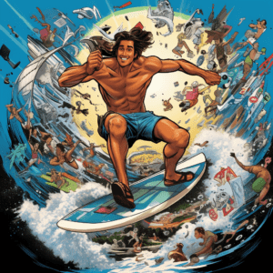 A man surfs through all the boring activities to find fun ways of pursuing fitness.