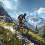 A man mountain biking.