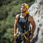 A man rock climbing.