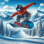 A man doing a daring jump while snowboarding.