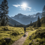 A man trail running.