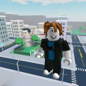 A roblox avatar from a new account stands in a new viral Roblox game.