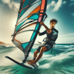 A man windsurfing.