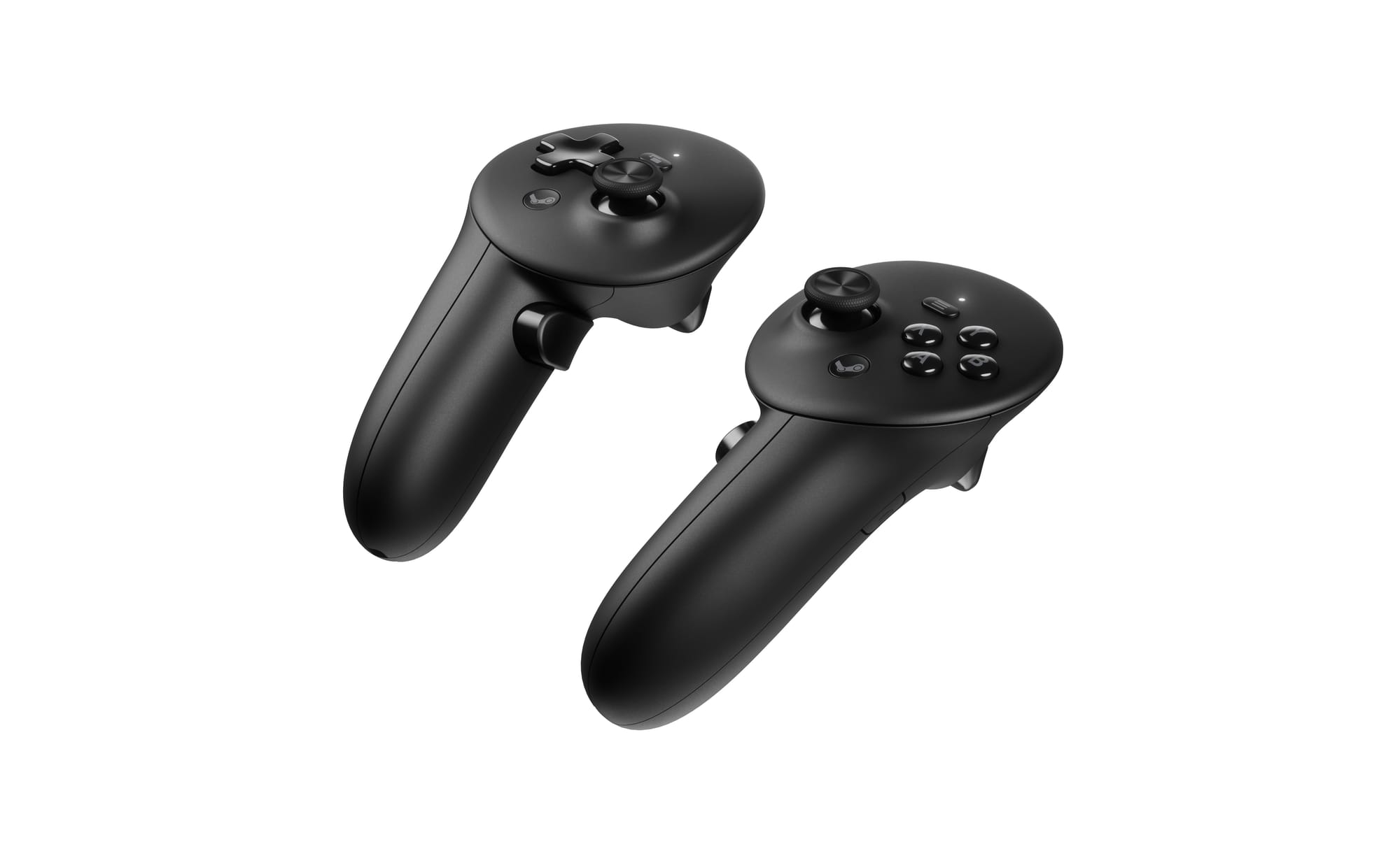 Steam Frame controllers, three-quarter view