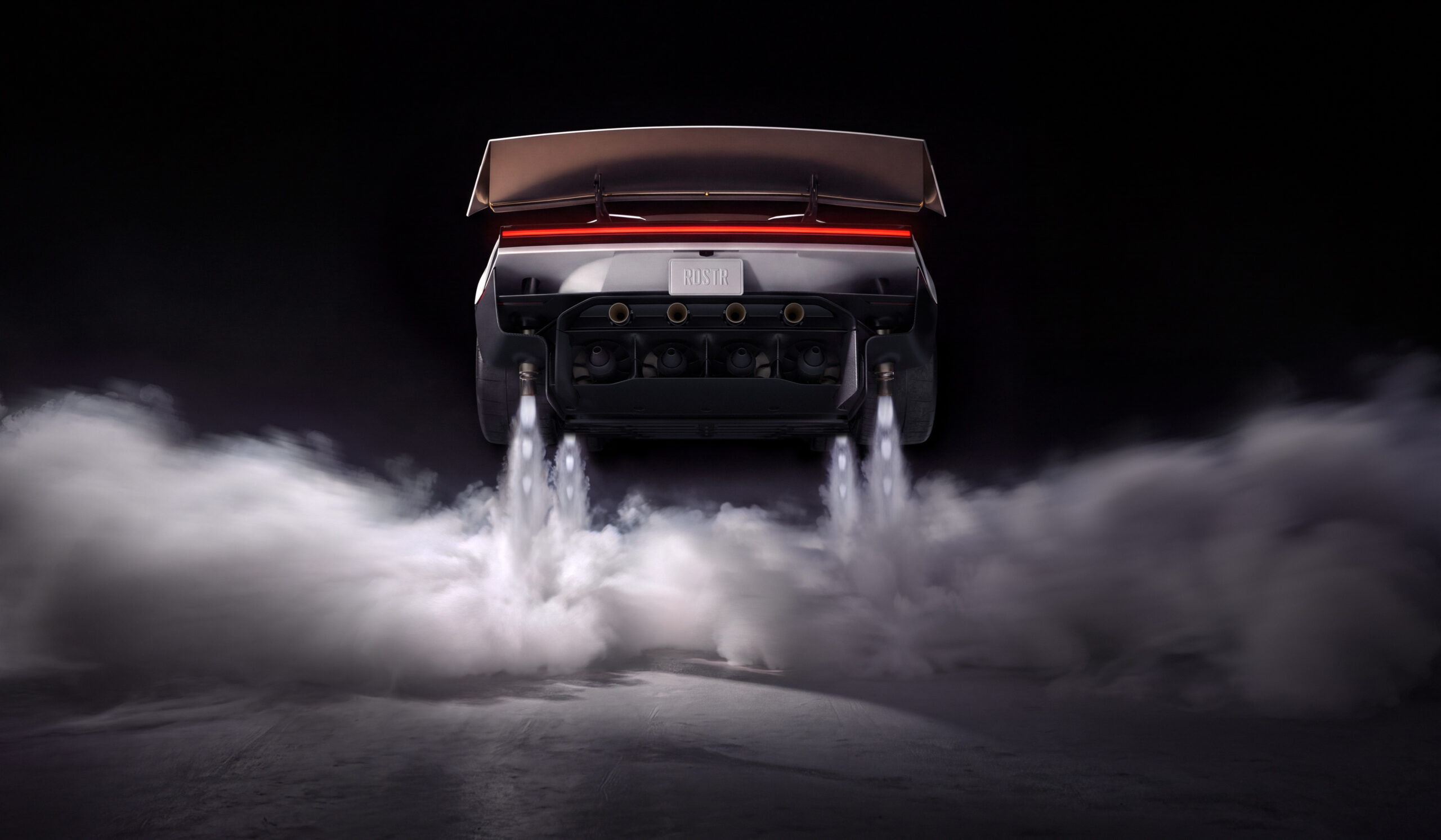 Cold-gas thrusters fire white vapor plumes as the rear wing rises